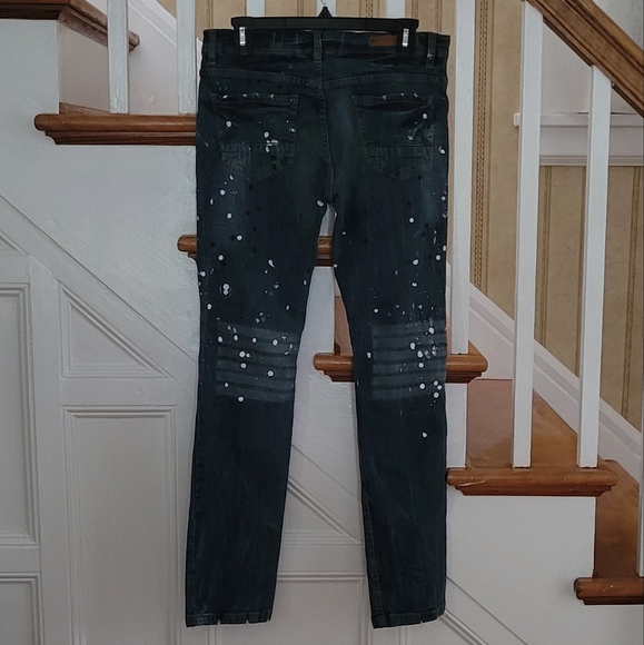 EVOLUTION IN DESIGN Distressed Paint Splatter Blue Jeans Size 20 - Picture 2 of 11